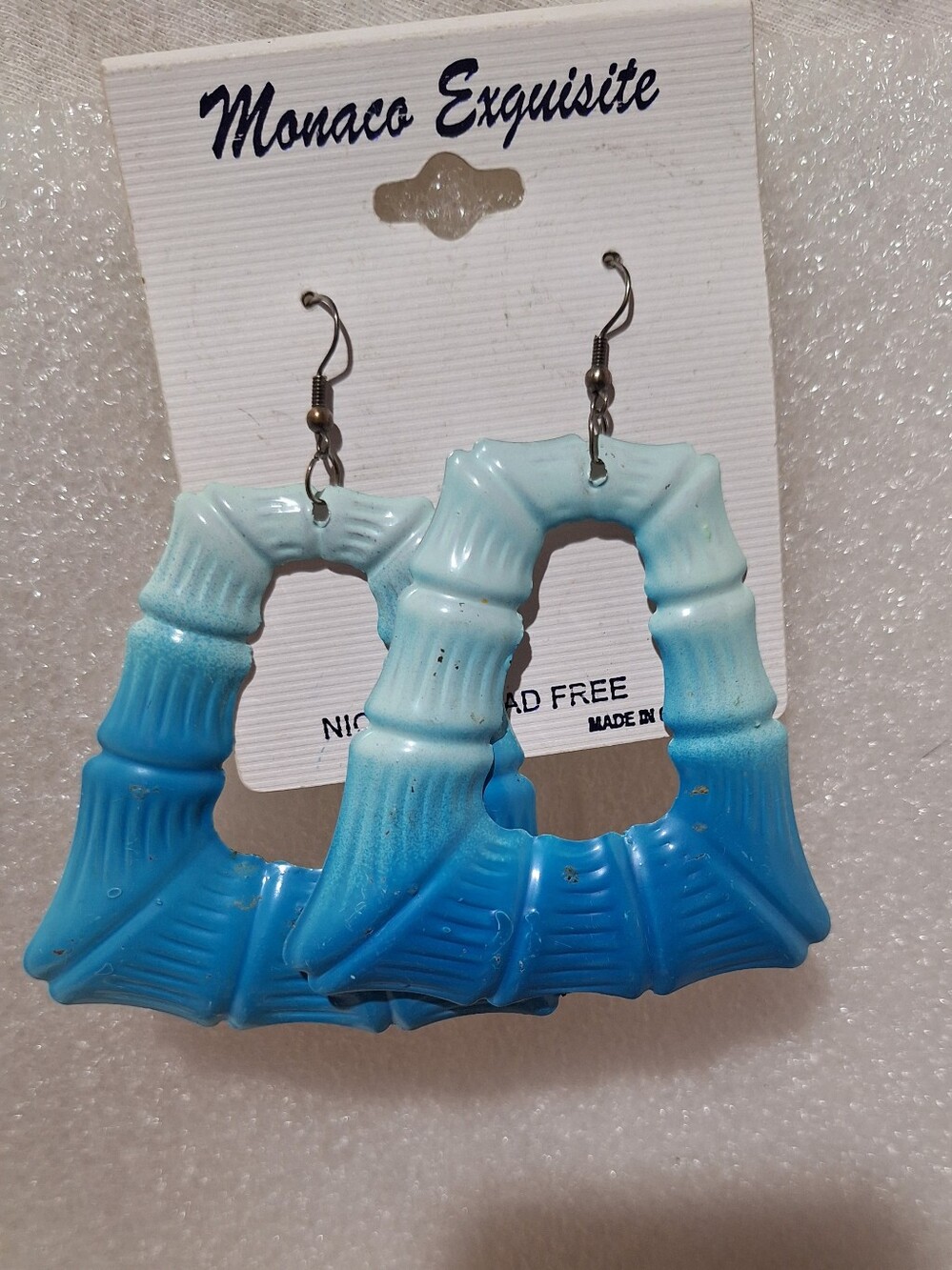 Blue Ombre Bamboo Hoop Earrings